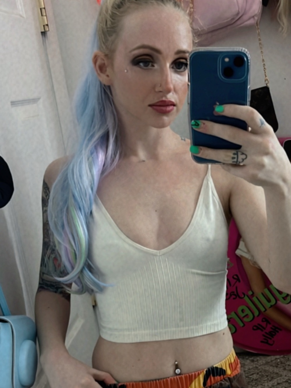 White Ribbed Crop Tank Top - Picture 2 of 2